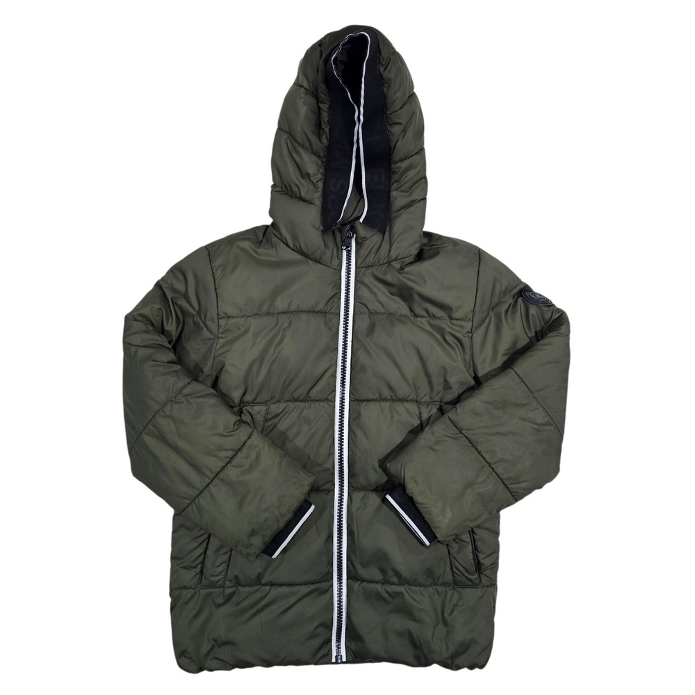 Michael Kors Jacket Women 8 Green Puffer Hooded Quilted Coat Full Zip